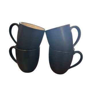 Noritake Colorwave Stomeware Mugs Set of 4 in Matte Graphite Dark Gray Black